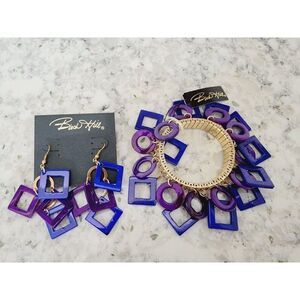 Birch‎ Hill Matching Stretch Bracelet and Pierced Dangle Earrings Set Retro NWT